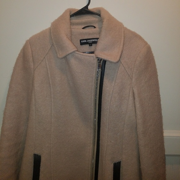 Karl Lagerfeld pink/nude wool winter coat - Picture 4 of 5